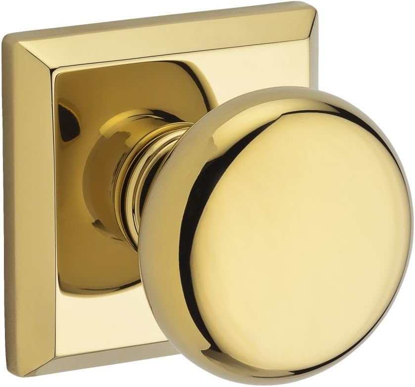 Baldwin PSROUTSR003 Reserve Passage Round with Traditional Square Rose in Lifetime Brass Finish