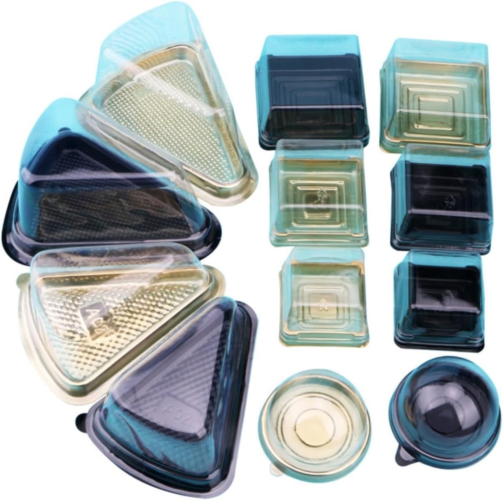 Moon Cake Container 80g Plastic Square Muffin Boxes Cake Boxes Gold Bottom Reusable for Bakery Packaging