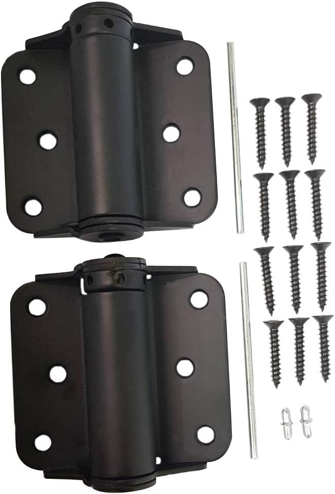 QCAA Heavy Duty Adjustable Spring Hinge, Thicker, 3", Black,Made in Taiwan, 2 Pack