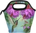Naanle Bird Hummingbird Insulated Zipper Lunch Bag Cooler Tote Bag for Adult Teen Men Women, Bird Lunch Boxes Lunchboxes Meal Prep Handbag