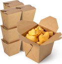 Fit Meal Prep 50 Pack 26 oz Chinese Take Out Boxes - 4.2x3.6” Plain Kraft Paperboard Food Containers, Leak and Grease Resistant Asian Rectangle To Go Boxes, Candy Buffet Box and Party Favors
