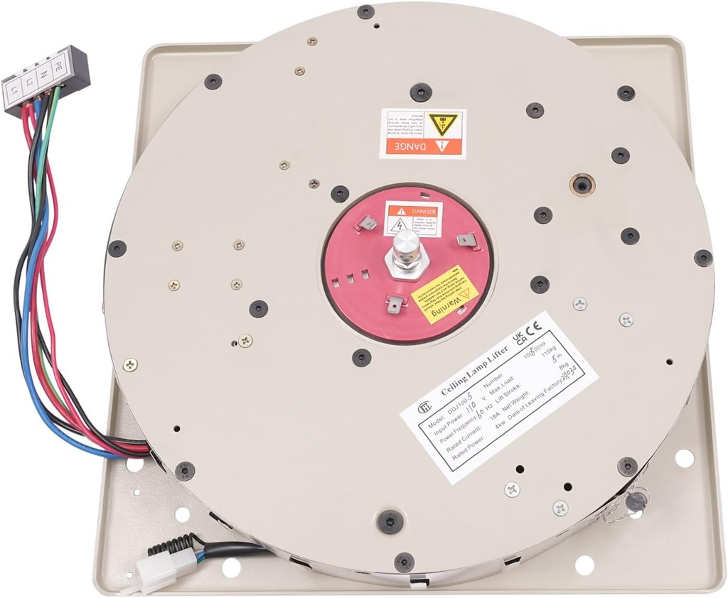 Chandelier Hoist Lift System, 220Lbs, 5M 2-in-1 Electric Chandelier Hoist 200W Electric Motor Villas Pendant Lamps Lifter with Remote Control & Wall Switch for Lamp Cleaning 16.4ft Lift Stroke