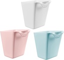 Zerodeko 3pcs Multifunctional Hanging Storage Buckets Portable Trolley Organizers for Kitchen Office Home Install Hanging Baskets Blue White Pink