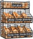keomaisyto Egg Holder Countertop with 5 Dividers & DIY Nameplate to Separate Eggs, 3 Tier Stackable Wire Storage Baskets for Gathering Fresh Eggs, XXL Large Egg Rack, Wall-Mounted (Patent Pending)