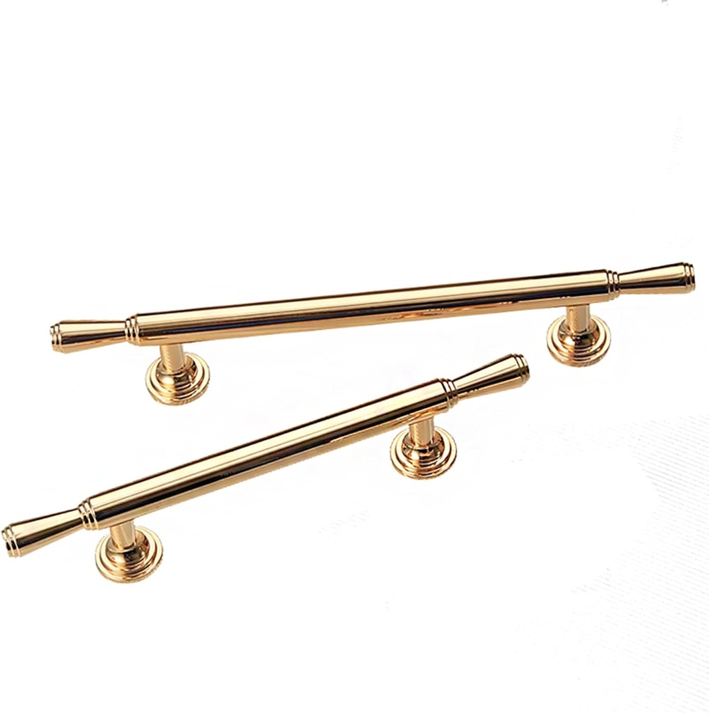 2 Pack Gold Modern Solid T Bar Cabinet Handles, Cabinet Brass Door Knobs, Door Handle Set for Kitchen Drawer Bedroom Furniture ()