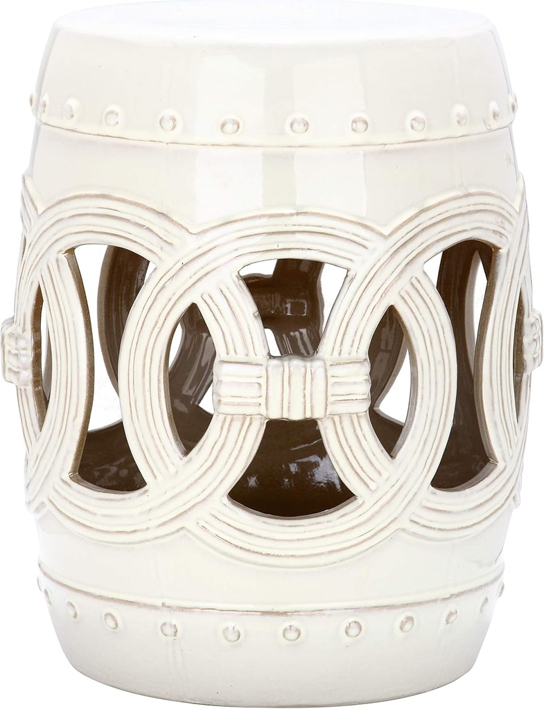 SAFAVIEH ACS4500E Double Coin Ceramic Decorative Garden Stool, 0, Cream