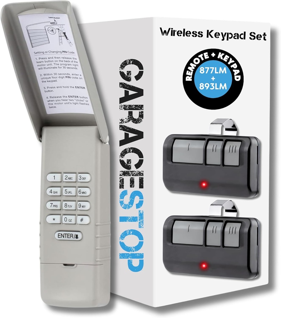 893LM 877LM Liftmaster Craftsman Chamberlain Universal Garage Door Opener Remote Keypad Bundle