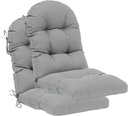 QILLOWAY Indoor/Outdoor High Back Chair Cushion for Adirondack,Spring/Summer Seasonal All Weather Replacement Rocking Chair Cushions. (Set of 2, Grey)