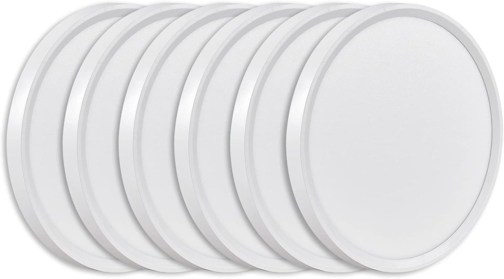 6PK 9 Inch LED Flush Mount Ceiling Light, 18W, 1860LM, 3000K/4000K/6000K CCT Selectable, Round Flat Panel Low Profile Ceiling Light Fixtures for Hallway, Kitchen, Bedroom, Laundry Room