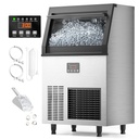 COOLAKE Commercial Ice Maker Machine 130lbs/24H, Under Counter Ice Machine with 34lbs Storage, 115V Air Cooled Stainless Steel Freestanding Ice Maker for Home Restaurant Outdoor