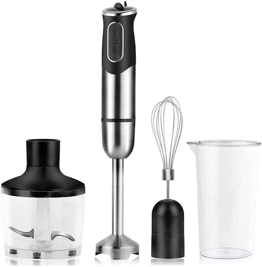 Hand Blender, 5 in 1 Multi-Purpose Immersion Blender Set, Food Processor Container, Egg Whisk, Milk Frother Attachments