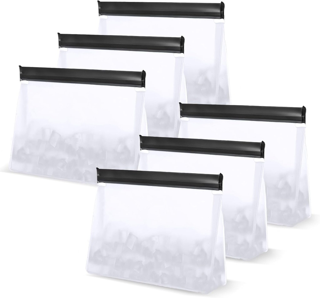 6 Pack Reusable Ice Storage Bags, 10 x 7.3 x 2.2in Leak Proof Ice Bags With Secure Zip Close Design, Bpa-Free