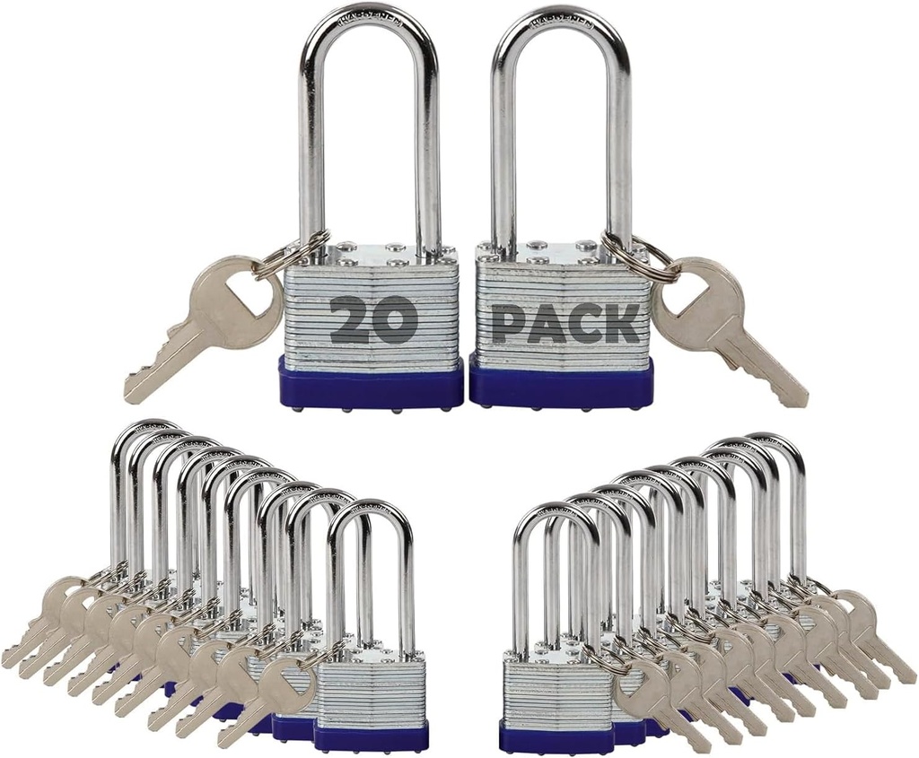 SEPOX® 20-Pcs Pack Keyed-Alike Lock Set | Sturdy Hardened Steel | Long Shank Secure | 1-9/16" 40MM Heavy-Duty Body | Same Keys 2 Pcs Each | Superb for Lockers, Tools Box, Fence