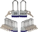 SEPOX® 20-Pcs Pack Keyed-Alike Lock Set | Sturdy Hardened Steel | Long Shank Secure | 1-9/16" 40MM Heavy-Duty Body | Same Keys 2 Pcs Each | Superb for Lockers, Tools Box, Fence