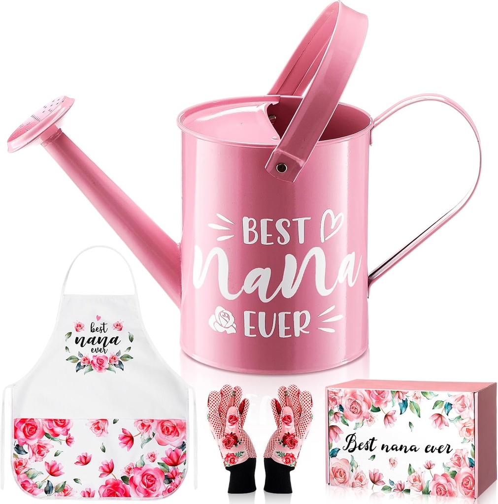 Gardening Tools Gifts for Nana Gardening Tools Kit Metal Plants Watering Can Floral Apron Glove for Her Thanksgiving Day Christmas Set of 3
