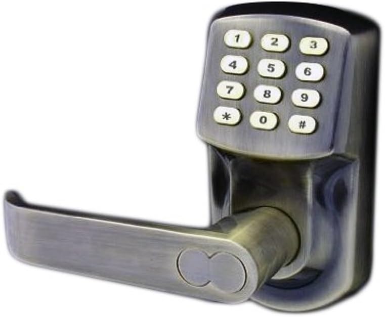 Electronic Keyless Door Lock Set - Antique Brass Finish (For Left-Hinged Doors Only)