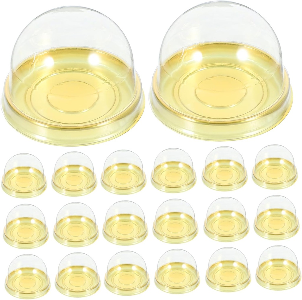 50pcs Moon Cake Boxes with Transparent Dome Mini Cupcake Containers for Individual Treats Egg Yolk Puff Packaging for Desserts and Party Favors