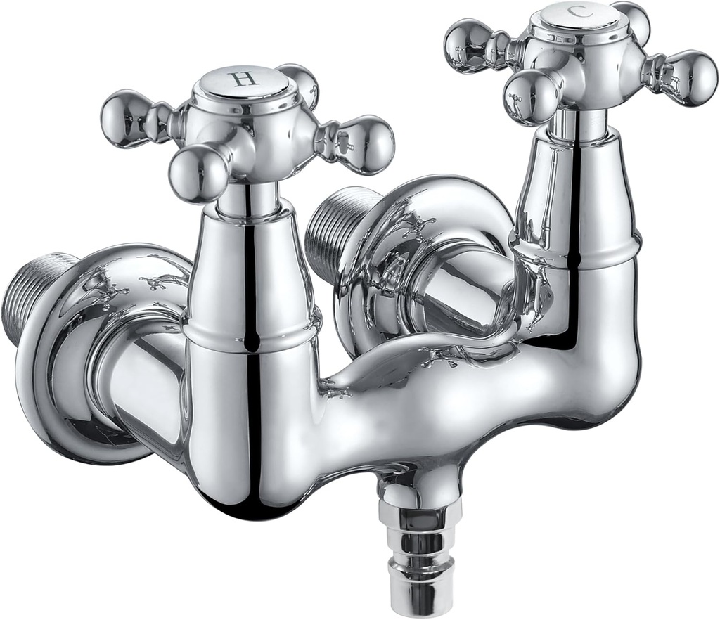 SUMERAIN Wall Mount Tub Faucet Vintage Leg Tub Filler 3-3/8 Inch Center High Flow Chrome