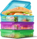 Tafura 3 Pack Sandwich Containers - Reusable Lunch Containers for Fruits, Snacks, Sandwiches & Salad - BPA Free & Dishwasher Safe Containers with Airtight Lids for Lunch, Meal Prep & Leftovers