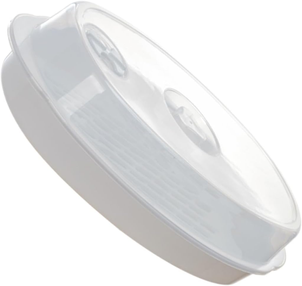 PRETYZOOM Food Steamer Plate White Microwave Oven Steamer Lid Eco-friendly Discharge for Catering