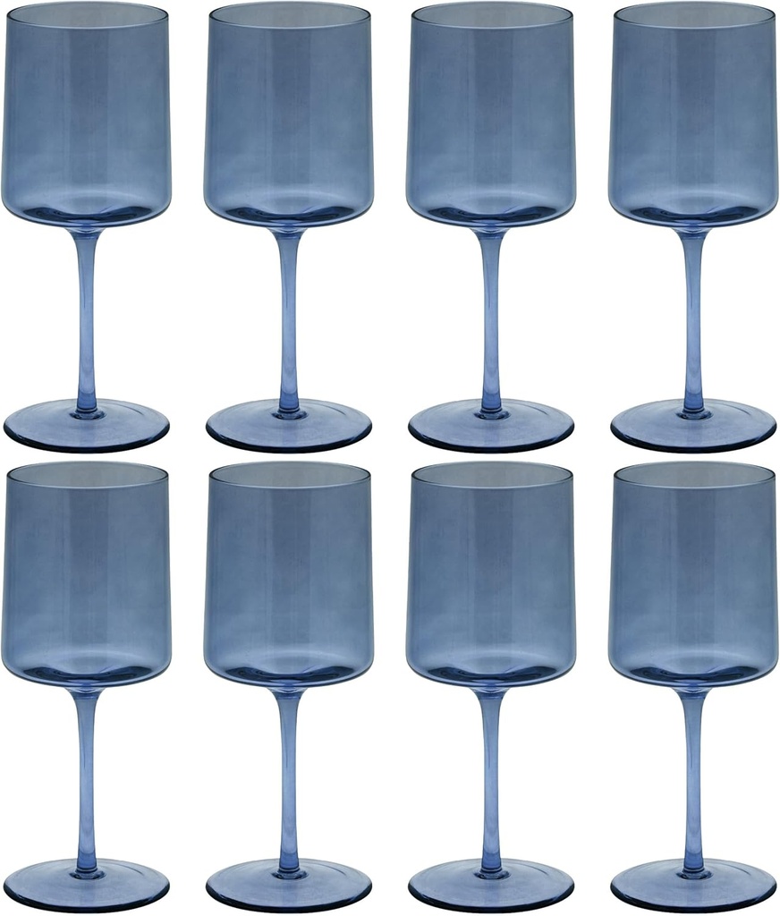 Karma Mid Century Wine Glass Blue Set Of Eight