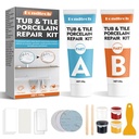 Porcelain Repair Kit, White Bathtub & Tile Repair Kit, for Tub, Enamel, Fiberglass, Acrylic, Porcelain, Ceramic, Marble, Granite, Chips, Dents, Cracks, Hole (newxbg-02)