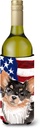 Caroline's Treasures BB9389LITERK Long Haired Chihuahua Patriotic Wine Bottle Hugger Bottle Cooler Sleeve Hugger Machine Washable Collapsible Insulator Beverage Insulated Holder