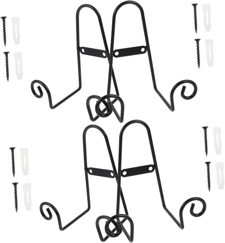 4pcs Ceramic Plate Stand Dish Holder Display Rack Iron Display Rack Home Decor Shelf