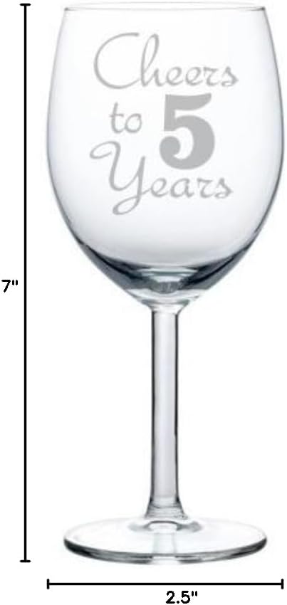 Wine Glass Goblet Cheers To 5 Years Anniversary (10oz)