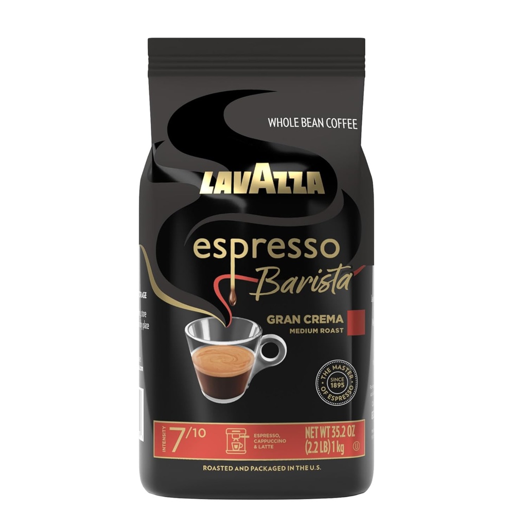 Lavazza Espresso Barista Gran Crema Whole Bean Coffee Blend, Medium Espresso Roast, Oz Bag (Packaging May Vary) - 2.2 LB, 35.2 Ounce