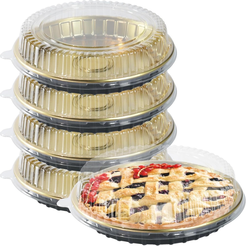 8-9" Plastic Disposable Cake Containers Carriers With Dome Lids Catering Trays with Lids 5 Pack Pie Carrier Cake Storage Container Plastic Bakery Box Dessert Cookie Food Trays for Parties