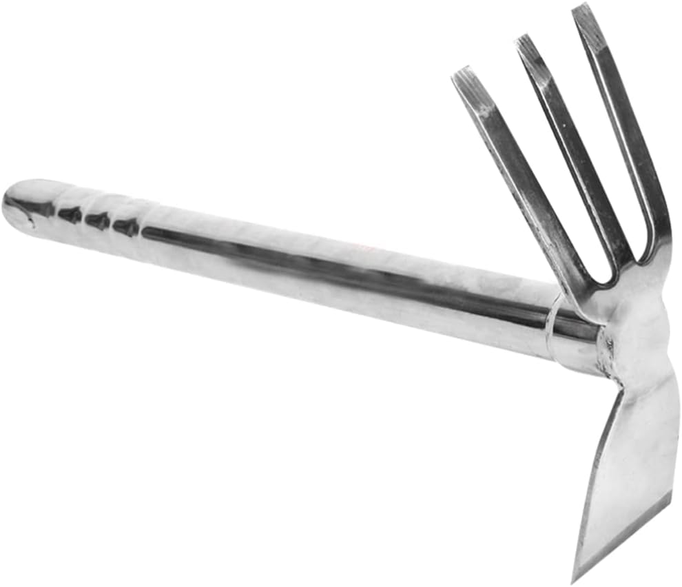 Yardwe Small Hand Hoe Small Digging Hoe Lawn Dethatcher Weeding Hoe Soil Digging Hoe Flower Bed Hoe Garden Bend Planting Hoe Hand Rake Gardening Hand Tools Excavator Stainless Steel