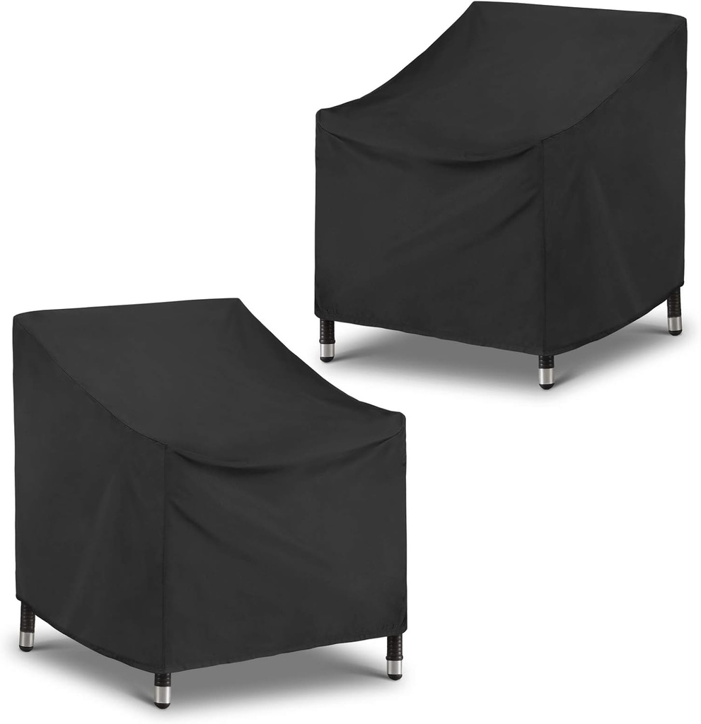 SunPatio 2 Pack Outdoor Chair Covers, Patio Furniture Covers Waterproof & FadeStop, Fits Adirondack, Swivel Rocking High Back Chairs, 34"W x 37"D x 36"H, Black