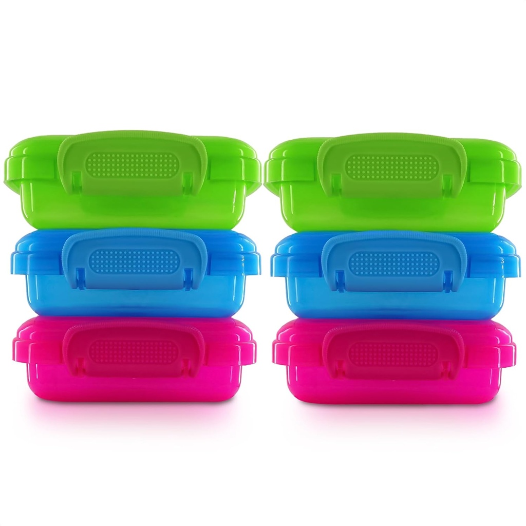 NADOBA 6 Pcs Lock Top Snack Containers with Lids – 4.6 Oz Stackable Mini Snack Box – Microwave and Dishwasher Safe, 2 Side Clips for Sauces, Pastes, Spreads, Snacks | Kitchen, Travel, Office, Crafts