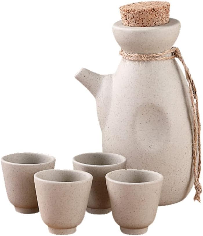 Hemoton Ceramic Sake Pot and Serving Cups Japanese Wine Set Multi-functional Sake Drinkware for Home