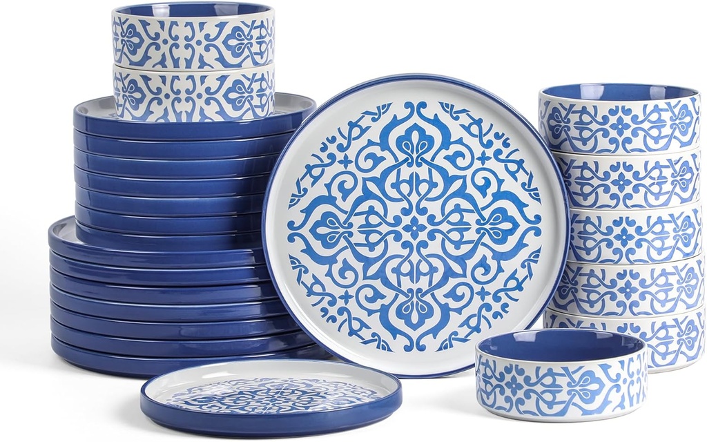 Stone Lain Tropea 24-Piece Dinnerware Set Stoneware, Blue