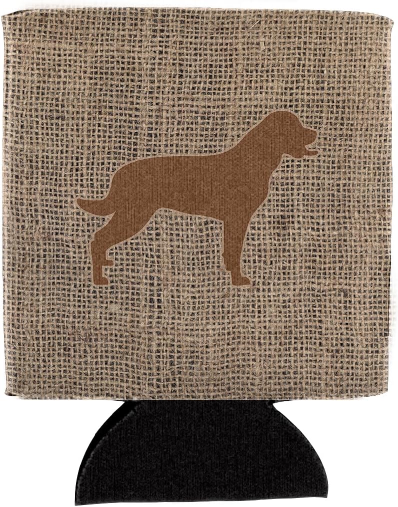 Caroline's Treasures BB1111-BL-BN-CC Labrador Burlap and Brown BB1111 Can or Bottle Hugger Cooler Washable Drink Sleeve Collapsible Beverage Insulated Holder, Can Hugger, Multicolor
