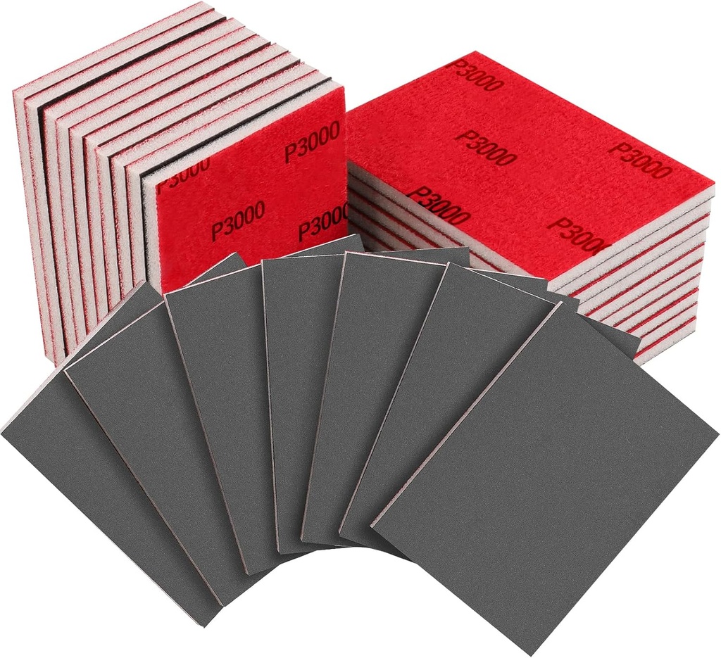 20PCS 3 x 4 Inch 3000 Grit Sanding Sponge, Ultra Fine Sanding Sponges Pads, Soft Foam Hand Sanding Block Dry Wet Sandpaper Blocks for Model Drywall Metal Wood Furniture Polishing