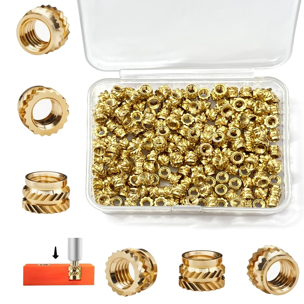 200 Pieces M3 Threaded Inserts for Plastic and 3D Printing Components, M3x4x5 Inserts Brass Metric Knurled Nuts，Heat Set Insert