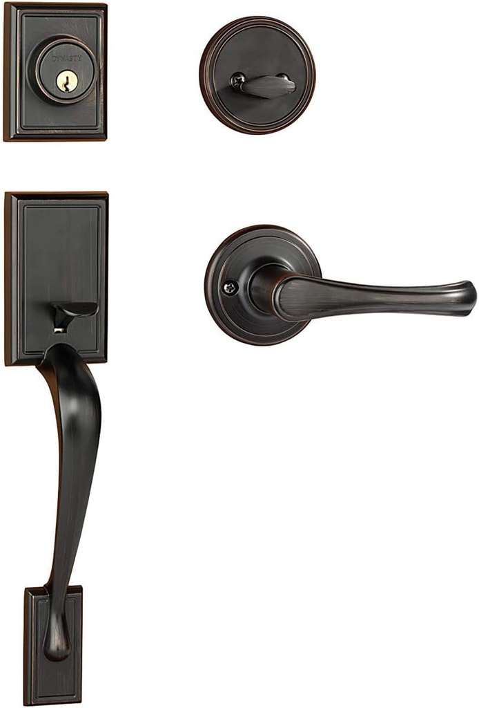 Dynasty Hardware RID-VAI-100-12P Ridgecrest Front Door Handleset, Aged Oil Rubbed Bronze with Vail Lever
