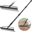 36'' Heavy Duty Garden Rake with Stainless Steel Handle, Metal Head for Loosening Soil, Gathering Leaves, Leveling Lawns