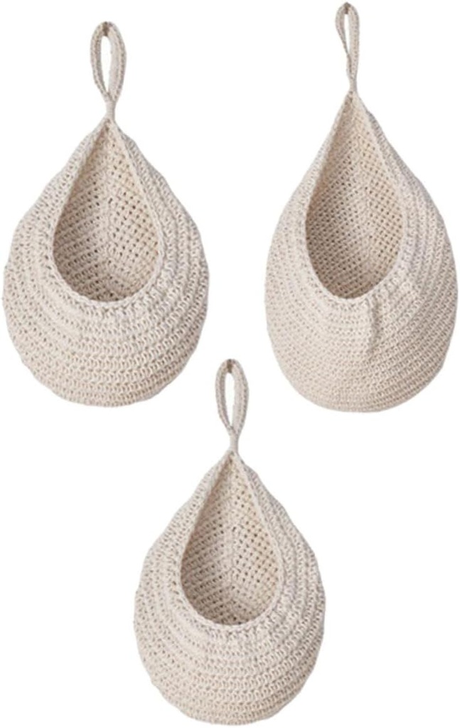 KICHOUSE 1set Hanging Woven Fruit Basket Teardrop Storage for Kitchen Bathroom and Living Room Stylish Onion and Vegetable Organizer for Home
