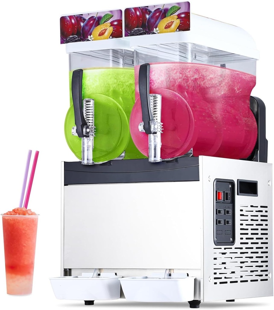 Garvee Commercial Slushy Machine, 30 L/8 gal Frozen Drink Margarita Machine Smoothie, Self-Cleaning, 700W Stainless Steel Slushy Machine for Snow Melts, for Home, Coffee Shop, Restaurant