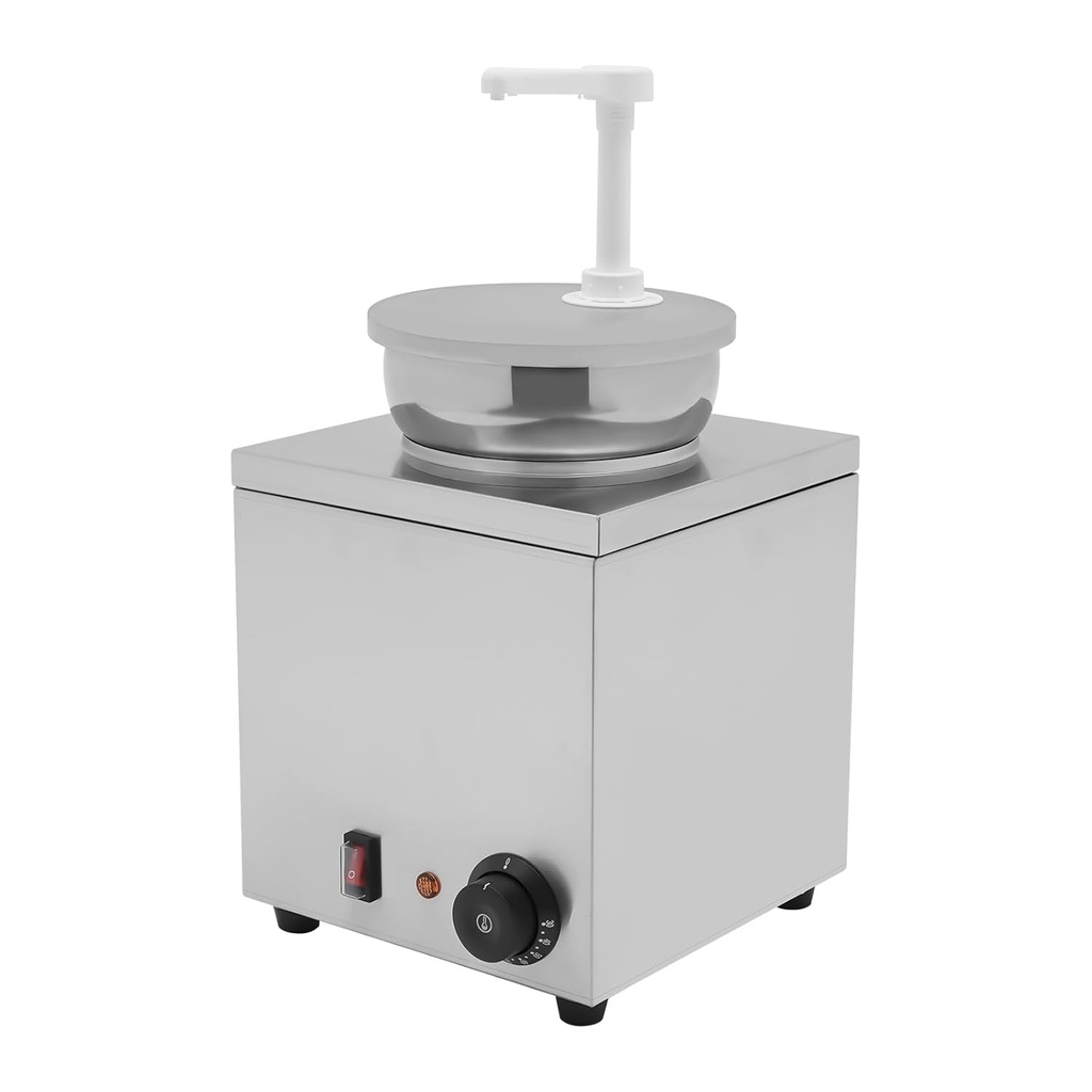Electric Warmer Sauce Dispenser, 1.06Gal Cheese Dispenser 30-110℃ Adjustable Temperature, 150w Stainless Steel Commercial Condiment Pump Station for Nacho Cheese Sauce, Hot Fudge, Ketchup