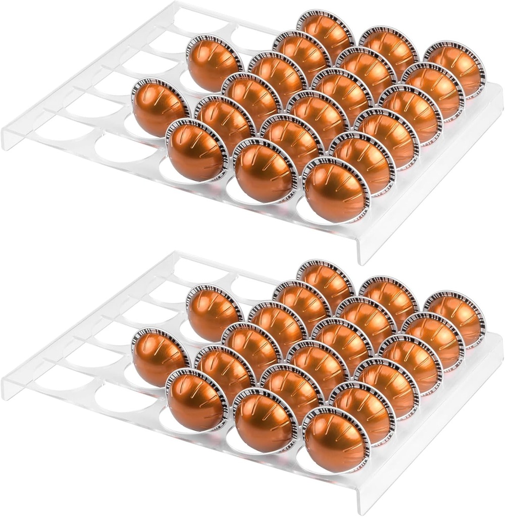uxcell 2 Pack Coffee Pod Holder Storage Tray, Acrylic Coffee Pod Organizer Drawer Insert Organizer Hold 30 Pod for Kitchen, Home, and Office