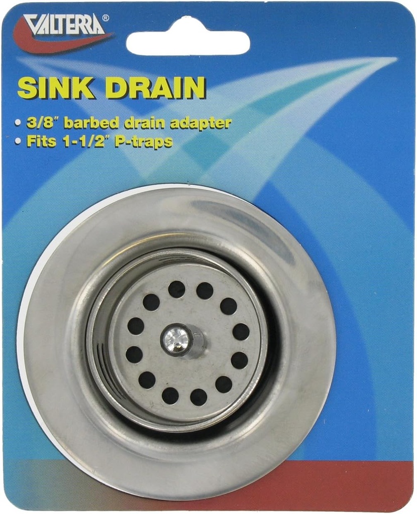 VALTERRA A01-2011VP Silver Carded Sink Drain with Strainer Basket