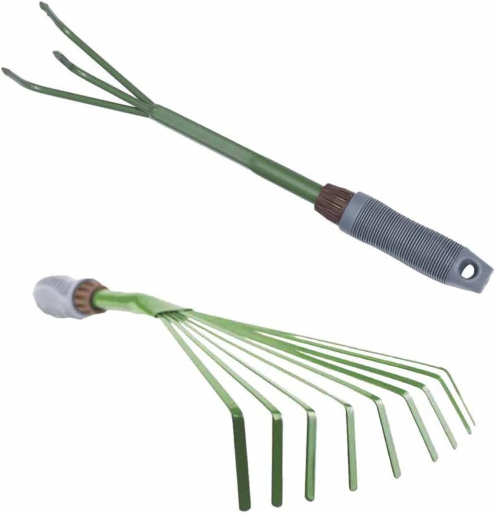 3-Prong Garden Rake Set Portable Hand Cultivator for Outdoor Gardening Sturdy Steel Tools Ergonomic Handle for Soil Loosening and Planting