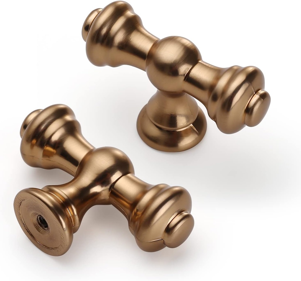 Asidrama 10 Pack Champagne Bronze Kitchen Cabinet Knobs - Brushed Brass & Gold Cabinet Hardware for Dresser Drawers
