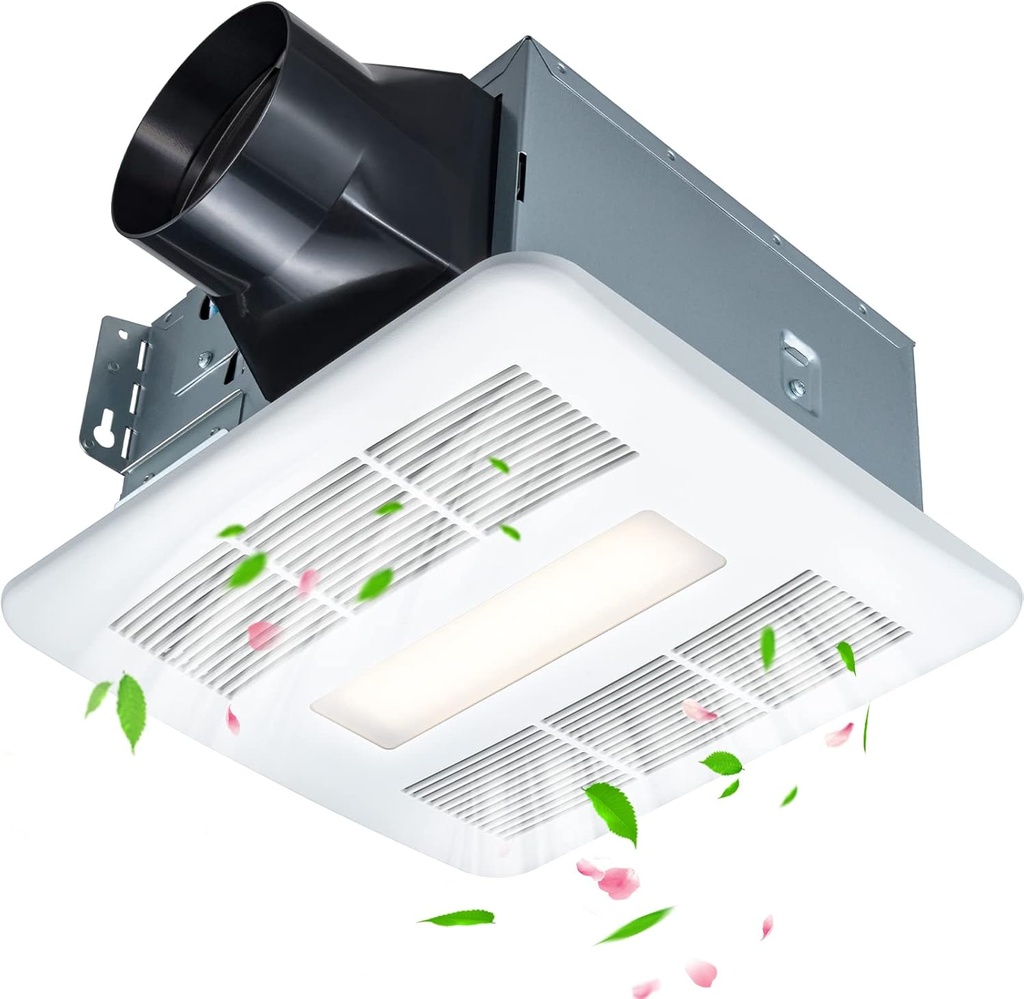 Bathroom Exhaust Fan with Light, Quiet Ventilation Fan, 100 CFM 0.7 Sones, Bath Ceiling Vent Fan with 11W LED Combo for Bathrooms ‎Laundry Room Shower