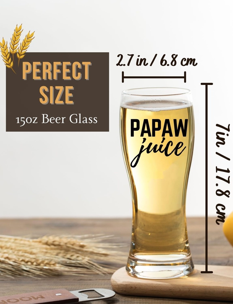 Onebttl Papaw Gifts for Fathers Day, Christmas, 15oz Beer Pint Glass Papaw Gift for Grandpa from Granddaughter Grandson